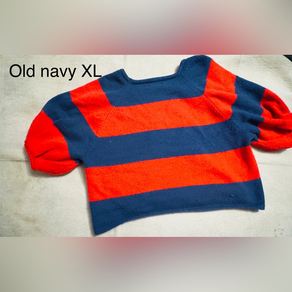 Old Navy Red and Navy Striped Kids Sweater